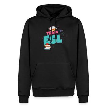 Team ESL School Englischlehrer Linguist Team ESL - Männer Premium Bio Hoodie - Schwarz - Vorne - Nico (187cm)