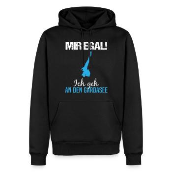 Mir Egal! Gardasee Priorität Geschenk - Männer Premium Bio Hoodie - Schwarz - Vorne - Nico (187cm)