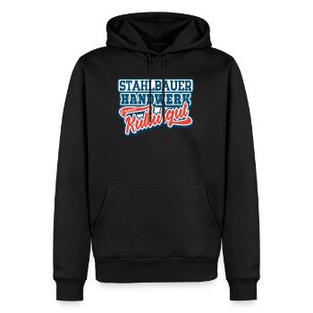 Stahlbauer Handwerker Outfit und Zubehör - Männer Premium Bio Hoodie - Schwarz - Vorne - Nico (187cm)