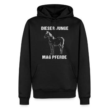 Ce garçon a un penchant pour les chevaux - Sweat à capuche Premium bio Homme - noir - Devant - Nico (187cm)