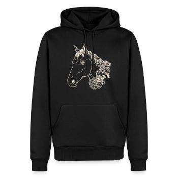 Fleurs & Chevaux - Beauté naturelle - Sweat à capuche Premium bio Homme - noir - Devant - Nico (187cm)