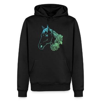 Majestic Horse - Le cœur d’un cavalier - Sweat à capuche Premium bio Homme - noir - Devant - Nico (187cm)