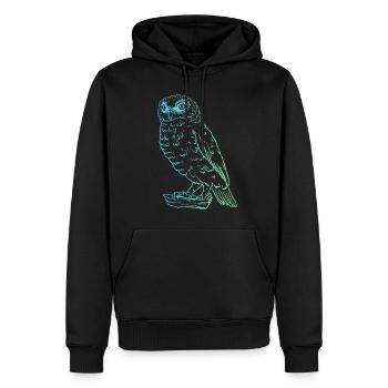 Hibou majestueux - Motif animal puriste - Sweat à capuche Premium bio Homme - noir - Devant - Nico (187cm)