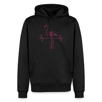 Heartbeat flamant rose amour oiseau cadeau - Sweat à capuche Premium bio Homme - noir - Devant - Nico (187cm)