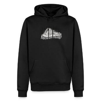 Gepolstertes Zimmermeme, das ich zu dumm wurde - Männer Premium Bio Hoodie - Schwarz - Vorne - Nico (187cm)