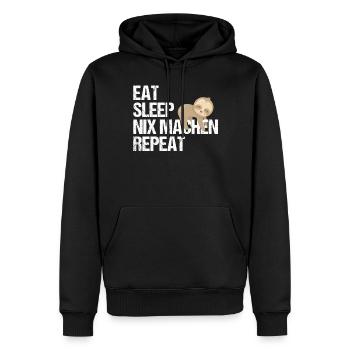 Faulbär Tagesroutine Deutsch Humor Geschenk - Männer Premium Bio Hoodie - Schwarz - Vorne - Nico (187cm)