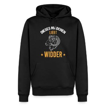 Mädchen Herz Widder Liebe Astrologie Geschenk - Männer Premium Bio Hoodie - Schwarz - Vorne - Nico (187cm)