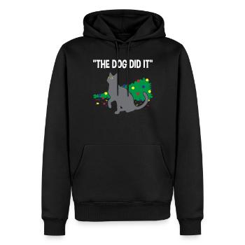 Chat espiègle culpabilité sur cadeau de chien - Sweat à capuche Premium bio Homme - noir - Devant - Nico (187cm)