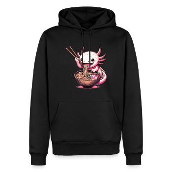 Axolotl avec Ramen Soup Anime - Sweat à capuche Premium bio Homme - noir - Devant - Nico (187cm)