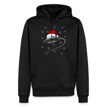 Festif UFO père Noël chapeau Merveille d’hiver - Sweat à capuche Premium bio Homme - noir - Devant - Nico (187cm)