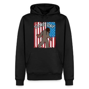 Bigfoot Patriot USA Flagge Hingucker - Männer Premium Bio Hoodie - Schwarz - Vorne - Nico (187cm)