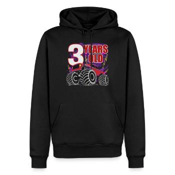 Monster Truck 3e anniversaire - Sweat à capuche Premium bio Homme - noir - Devant - Nico (187cm)
