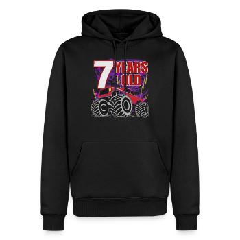 7. Geburtstag Monster Truck Jubel - Männer Premium Bio Hoodie - Schwarz - Vorne - Nico (187cm)