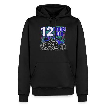 12 ans de Monster Truck Party - Sweat à capuche Premium bio Homme - noir - Devant - Nico (187cm)