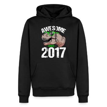 T-Rex Legende Seit 2017 Partyhit - Männer Premium Bio Hoodie - Schwarz - Vorne - Nico (187cm)
