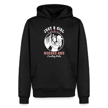 Pferdeliebe - Ein Lebensgefühl - Männer Premium Bio Hoodie - Schwarz - Vorne - Nico (187cm)