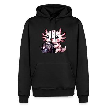 Fotograf Axolotl Kamera Fotografie - Männer Premium Bio Hoodie - Schwarz - Vorne - Nico (187cm)