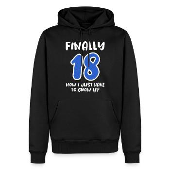 Offiziell Erwachsen - Und nun? - Männer Premium Bio Hoodie - Schwarz - Vorne - Nico (187cm)