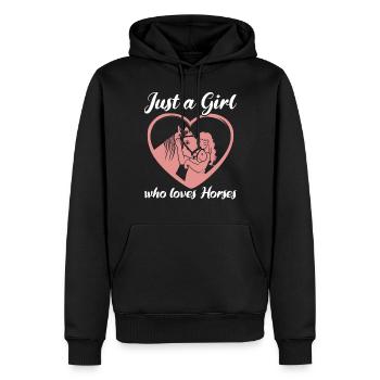 Coeur de la jeune fille Amour Cheval - Sweat à capuche Premium bio Homme - noir - Devant - Nico (187cm)