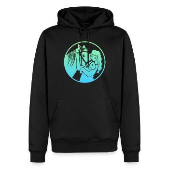 Strahlende Pferdeumarmung Harmonisch - Männer Premium Bio Hoodie - Schwarz - Vorne - Nico (187cm)
