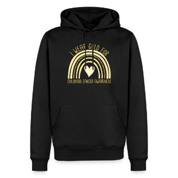 Ich trage Gold für das Bewusstsein von Krebs bei K - Männer Premium Bio Hoodie - Schwarz - Vorne - Nico (187cm)