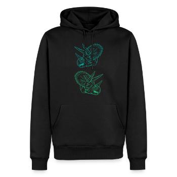 Triceratops Line Art Minimal Noir - Sweat à capuche Premium bio Homme - noir - Devant - Nico (187cm)