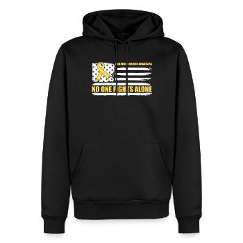 Niemand kämpft alleine in den USA.Kinderkrebs Kreb - Männer Premium Bio Hoodie - Schwarz - Vorne - Nico (187cm)