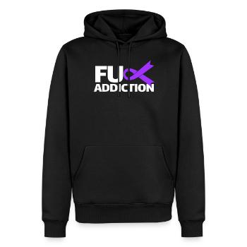 Fuck Addiction Sensibilisation à l’overdose - Sweat à capuche Premium bio Homme - noir - Devant - Nico (187cm)