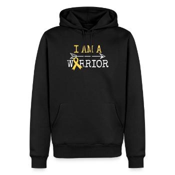 Ich bin ein KriegerkrebskrebsbewusstseinKinderkreb - Männer Premium Bio Hoodie - Schwarz - Vorne - Nico (187cm)