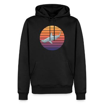 Hammerhai Silhouette Sonnenuntergang - Männer Premium Bio Hoodie - Schwarz - Vorne - Nico (187cm)