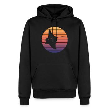 Raie Manta, Coucher De Soleil, Jeu De Couleurs - Sweat à capuche Premium bio Homme - noir - Devant - Nico (187cm)