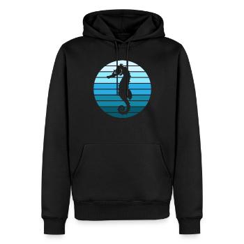 Kühles Blau Seepferd Stil - Männer Premium Bio Hoodie - Schwarz - Vorne - Nico (187cm)