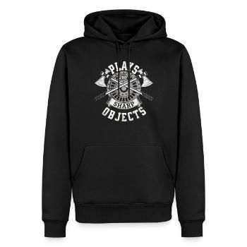 Spielt mit scharfen Objekten Axe Funny Axtwurfspie - Männer Premium Bio Hoodie - Schwarz - Vorne - Nico (187cm)