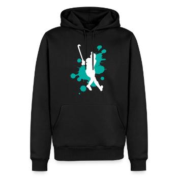 Kreative Farbspritzer Kunstexplosion - Männer Premium Bio Hoodie - Schwarz - Vorne - Nico (187cm)