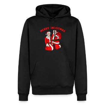 Frohe Weihnachten Santa und Frau Claus Weihnachten - Männer Premium Bio Hoodie - Schwarz - Vorne - Nico (187cm)