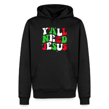 Vous avez toujours besoin de Jésus, de Noël, de la foi chrétienne - Sweat à capuche Premium bio Homme - noir - Devant - Nico (187cm)