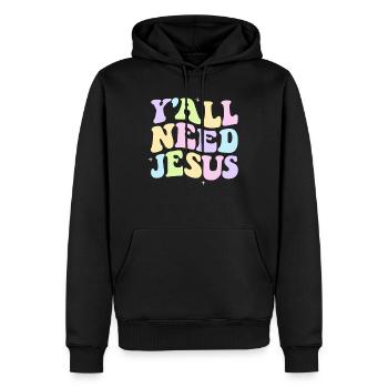 Vous avez besoin de tout Jésus Pâques Foi chrétienne - Sweat à capuche Premium bio Homme - noir - Devant - Nico (187cm)