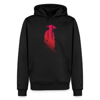 Samurai Blütenzauber Geistige Stärke - Männer Premium Bio Hoodie - Schwarz - Vorne - Nico (187cm)