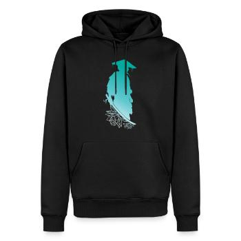 Samurai Blütenzauber Geistige Stärke - Männer Premium Bio Hoodie - Schwarz - Vorne - Nico (187cm)
