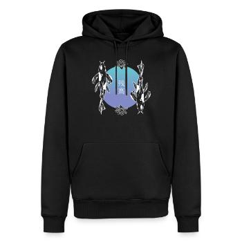 Koi-Duo Harmonie Feng Shui Zen - Männer Premium Bio Hoodie - Schwarz - Vorne - Nico (187cm)