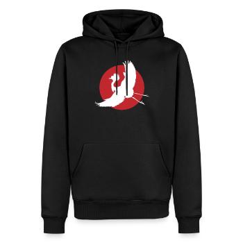 Fliegender Kranich Silhouette Kunst - Männer Premium Bio Hoodie - Schwarz - Vorne - Nico (187cm)