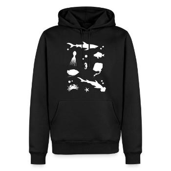 Ozeanisches Schattenspiel Elegante Tiefsee - Männer Premium Bio Hoodie - Schwarz - Vorne - Nico (187cm)