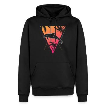 Retro Dolphin Tropics Dream Graphic - Men’s Premium Organic Hoodie - black - Front - Nico (187cm)