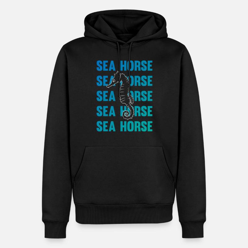 Hippocampe jeu d’écriture océan amour - Sweat à capuche Premium bio Homme - noir