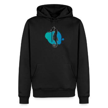 Silhouette Seepferdchen Ozean - Männer Premium Bio Hoodie - Schwarz - Vorne - Nico (187cm)