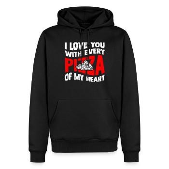 Valentinstag Pizza Liebe - Männer Premium Bio Hoodie - Schwarz - Vorne - Nico (187cm)