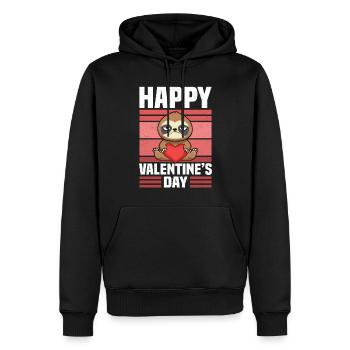 Saint-Valentin drôle paresseux coeur amour - Sweat à capuche Premium bio Homme - noir - Devant - Nico (187cm)