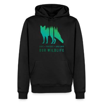 Préservez les renards - Aime notre nature sauvage - Sweat à capuche Premium bio Homme - noir - Devant - Nico (187cm)