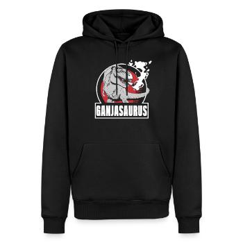 Ganjasaurus High Dino Marihuana Dinosaurier rauche - Männer Premium Bio Hoodie - Schwarz - Vorne - Nico (187cm)