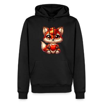 Süßer Fuchs mit Herz Valentinstag - Männer Premium Bio Hoodie - Schwarz - Vorne - Nico (187cm)